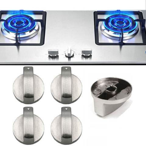 Boutons de commande universels pour cuisinière à gaz, 4 pièces, 6mm, argent ► Photo 1/6