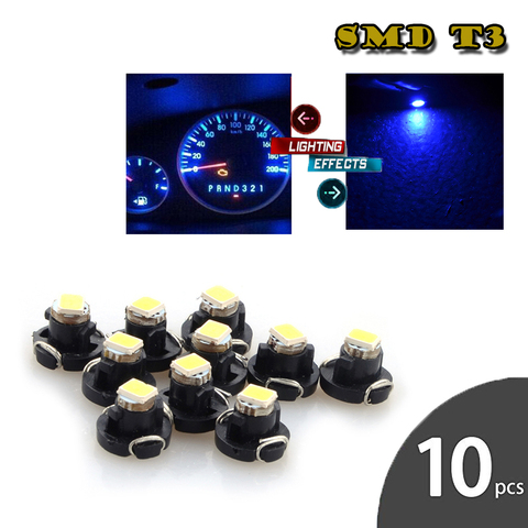 Lumière de tableau de bord T3 LED SMD 3528, 10 pièces, indicateur d'ampoule de voiture, voyant d'avertissement, lampe d'instrument, rétro-éclairage ► Photo 1/6