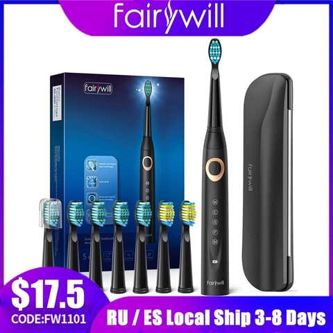 Fairywill – brosse à dents électrique sonique FW-508, minuterie Rechargeable, 5 Modes, Charge rapide, 8 têtes, pour adultes ► Photo 1/6