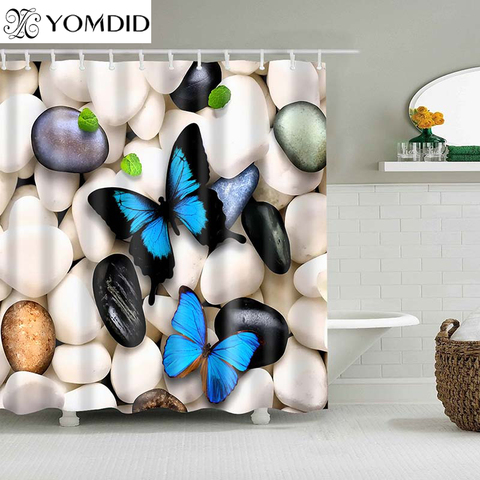 Rideau de douche chinois en Polyester, motif papillon imprimé, accessoires de salle de bain ► Photo 1/6