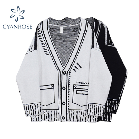 Cardigan pull femmes automne et hiver simple boutonnage à manches longues col en V tricoté veste manteau mode surdimensionné pull hauts ► Photo 1/6