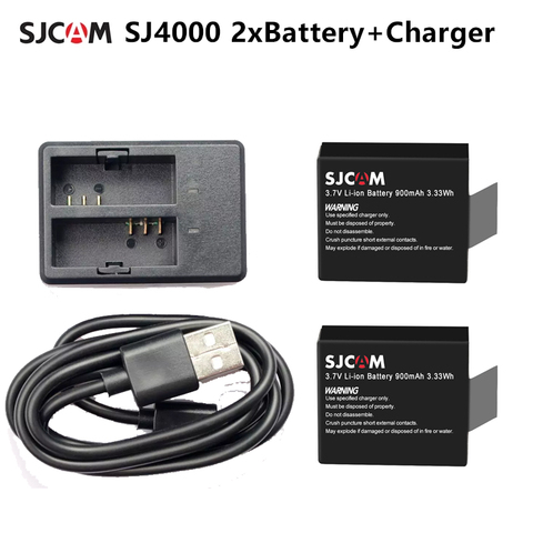 SJCAM 2 pièces SJ4000 batterie batterie Rechargeable + 1 pièces double chargeur pour SJ4000 SJ5000 SJ5000X SJ4000 AIR Action Camera ► Photo 1/6