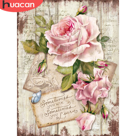 HUACAN 5D bricolage diamant peinture fleur diamant mosaïque pleine carré Rose perceuse photo de strass diamant broderie décor à la maison ► Photo 1/6