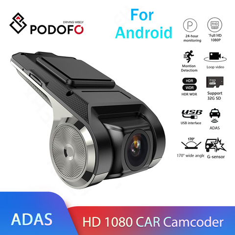 Podofo Dash Cam ADAS voiture DVR ADAS Dashcam DVRs vidéo Version nocturne HD 720P enregistreur automatique pour lecteur multimédia Android DVD ► Photo 1/6