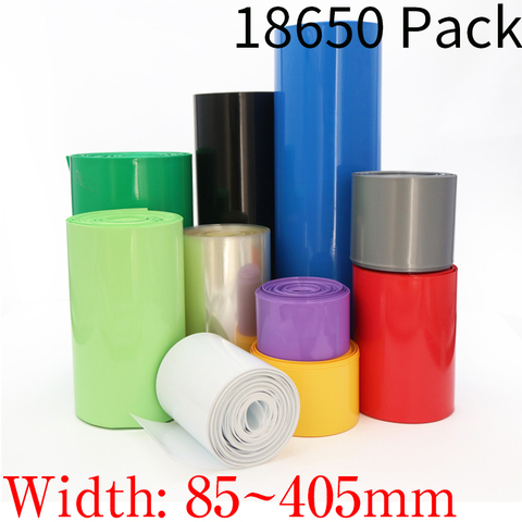 18650 Lipo batterie PVC thermorétractable Tube Pack 85mm ~ 405mm largeur isolé pellicule de Film lithium boîtier câble manchon bleu multicolore ► Photo 1/6