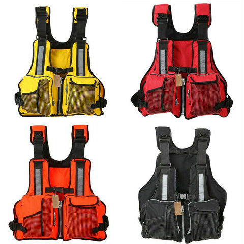 Gilet de sauvetage ajustable à poches multiples pour adulte, gilet d'aide à la flottaison, en sécurité, pour Kayak, canoë, pêche à la mouche, sport nautique ► Photo 1/6