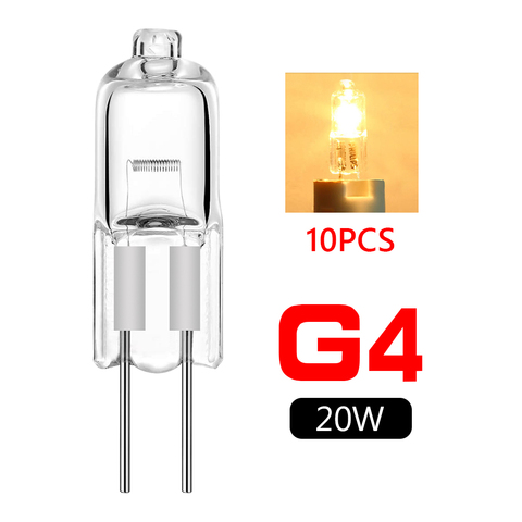 10 pièces halogène G4 AC12V 20W lampe JC Type G4 ampoules halogènes G4 Base claire halogène inséré perles lampe en cristal de haute qualité ► Photo 1/6