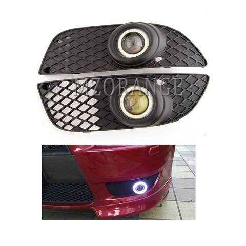 Phares antibrouillard LED pour Mitsubishi Lancer 2008 – 2014, DRL, yeux d'ange, couverture de cadre ► Photo 1/6