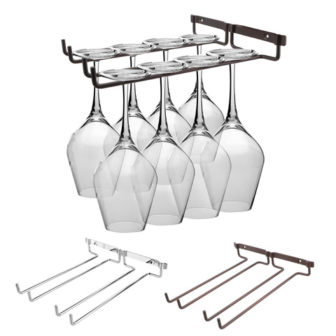 NICEYARD Double rangée casier à vin support en verre verres à pied maison barre Pub support suspendu barre cintre étagère outils de cuisine ► Photo 1/6