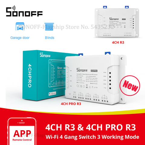 Itead SONOFF 4CH R3/ 4CH PRO R3 Module de commutation Wifi 4 gangs Wi-Fi bricolage commutateur intelligent APP commande vocale maison intelligente fonctionne avec Alexa ► Photo 1/6