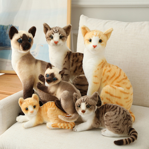 Peluche Likelike siamois chats en peluche simulation American Shorthair mignon chat poupée jouets pour animaux de compagnie décor à la maison cadeau pour enfants anniversaire ► Photo 1/6