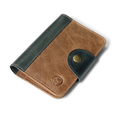 Portefeuille porte-carte de crédit rétro en cuir véritable pour cartes de crédit ► Photo 1/1
