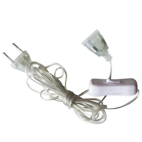 Câble d'extension d'alimentation avec interrupteur, 3m 5m, pour rideau LED, lumières intérieures de noël ► Photo 1/5