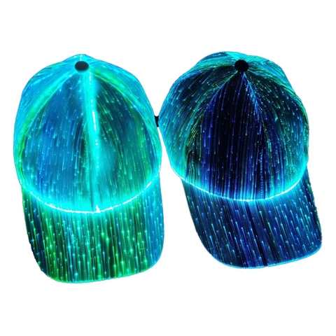 LED lumineux casquette de Baseball hommes femmes 2022 Fiber optique créatif en plein air nuit Sport Performance éblouissante couleurs lin Snapback ► Photo 1/6