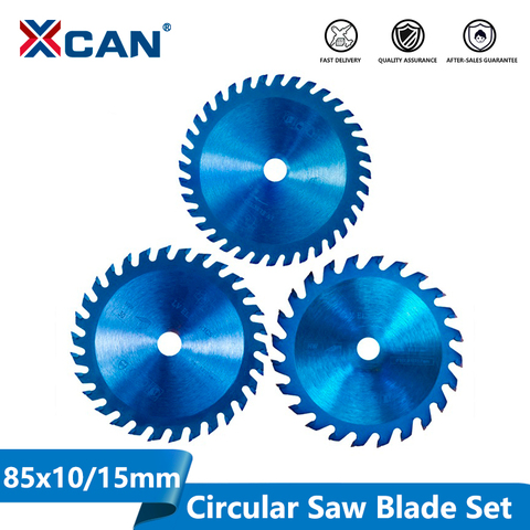 XCAN lame de scie circulaire pour le bois, disque de coupe en carbure, 85x1 0/15mm 24/30/36 dents TCT, revêtement nano-bleu, 1 pièce ► Photo 1/5