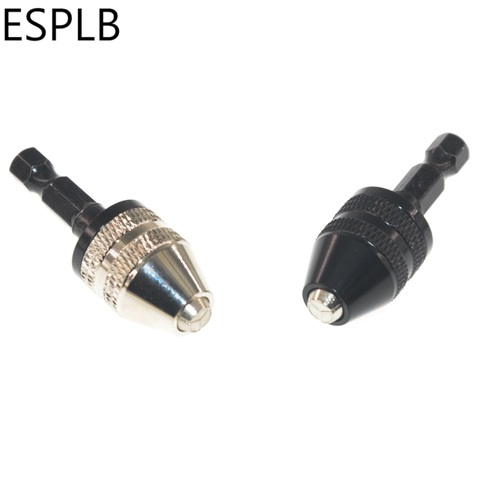 ESPLB – Mini perceuse sans clé 0.3-3.6mm, alliage d'aluminium, adaptateur de tournevis de mandrin, fraises à tige hexagonale de 1/4 