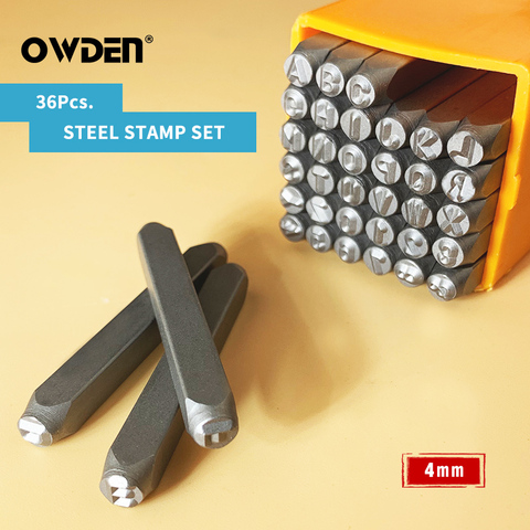 OWDEN-ensemble de 36 timbres en acier et métal, outils à chiffres et à lettres, 4mm ► Photo 1/6