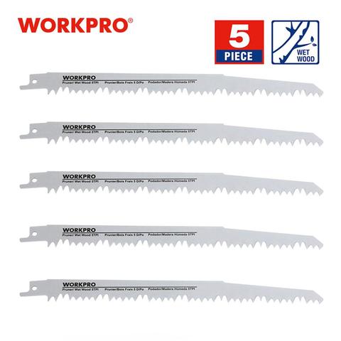 WORKPRO 230mm lames de scie bois élagage lames de scie alternative propre pour bois coupe rapide (5 TPI) -paquet de 5 9 inchx1.3x5T ► Photo 1/6