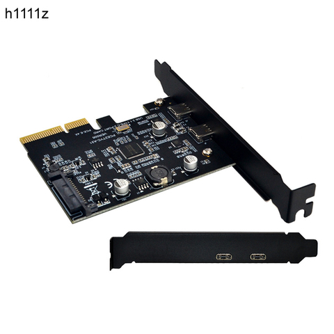 Carte d'extension USB 3.1 PCIE PCI Express, PCIE 4X vers USB 3.1 Gen2, 10gbps, adaptateur USB C 2 ports, ASMedia ASM3142, Chipset pour ordinateur de bureau ► Photo 1/6