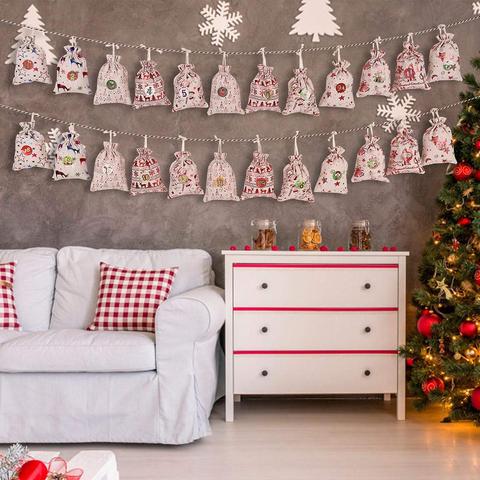 Sacs pour cadeaux en feutre, calendrier de l'avent, 24/31 jours, compte à rebours pour Noël et Nouvel An, guirlande, décoration, DIY ► Photo 1/6