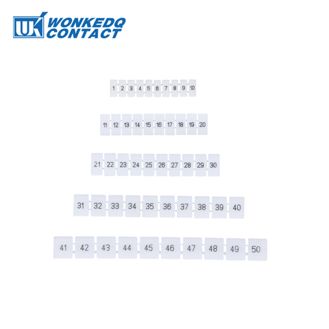 ZB8-bandes marqueurs avec numérotation Standard avec blanc, pour blocs terminaux ferroviaires DIN UK et PT, 10 pièces ► Photo 1/2