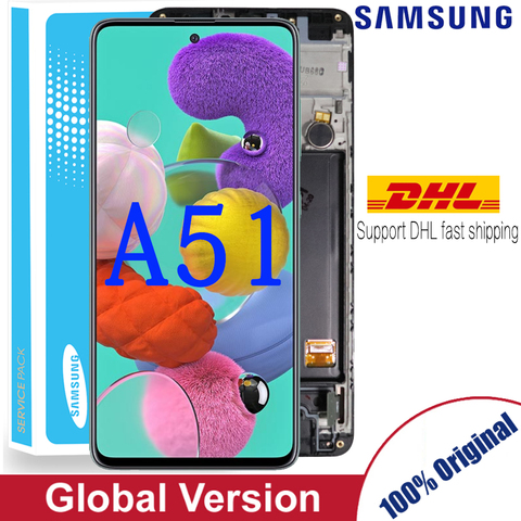 Pièce de rechange d'origine pour samsung Galaxy A51 A515 A515F A515F/DS,A515FD écran LCD avec assemblage de capteur de numériseur de cadre ► Photo 1/6