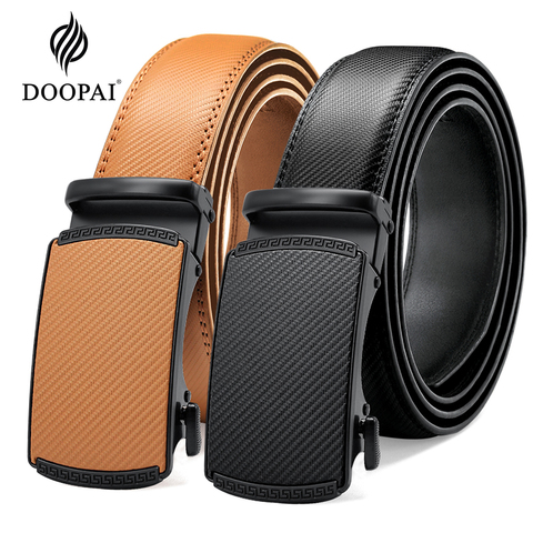 DOOPAI multicolore véritable ceinture de cuir pour homme mode affaires automatique boucle sangles cliquet en cuir de vache ceinture 3.5cm largeur ► Photo 1/6