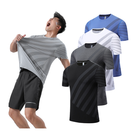 Imprimer sport T hommes séchage rapide haut respirant de haute qualité course mode chemises Traning musculation homme Fitness manches courtes ► Photo 1/6