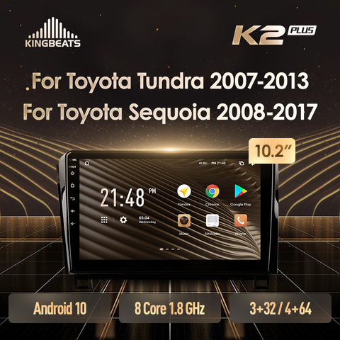 KingBeats Android 10 octa-core unité de tête HU 4G en tableau de bord autoradio multimédia lecteur vidéo Navigation GPS pour Toyota Tundra XK50 2007 - 2013 Sequoia XK60 2008 - 2017 pas de dvd 2 din Double voiture Android stéréo 2din DDR4 ► Photo 1/6