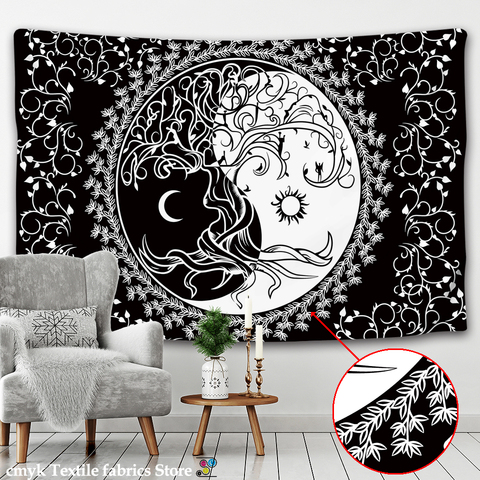 Tenture murale indienne Mandala soleil lune Tarot, tapis psychédélique, tapisserie murale en tissu pour sorcellerie ► Photo 1/6