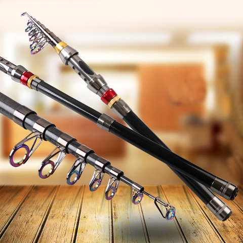 Romlin – canne à pêche Spinning télescopique Portable de 1,8 M/2.1 M/2.4 M/2.7 M/3.0 M ou 3.6M, accessoire en carbone très résistant pour rockfishing ► Photo 1/1
