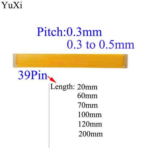 YuXi – pas de câble plat Flexible, 39 broches FFC FPC, 0.3mm, même Direction, longueur 20mm, 60mm, 70mm, 100mm, 120mm, 200MM ► Photo 1/6