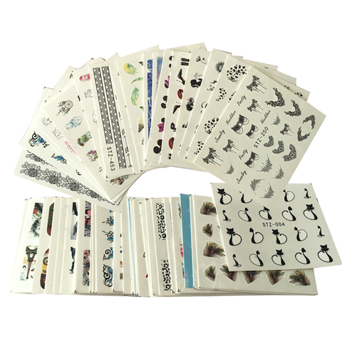 50 feuilles Nail Art Transfert de L'eau Autocollants Conceptions Mixtes Beauté Fleur Filigrane sur les ongles conseils Stickers Wraps Nail Art Outils TRM50 ► Photo 1/6