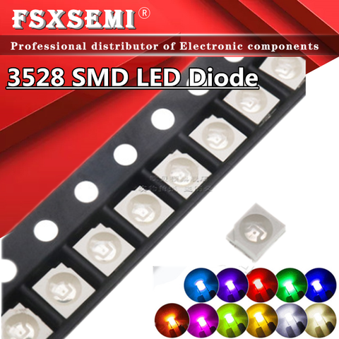 Diodes lumineuses LED RGB, SMD 100 1210, 3528 pièces, rose, UV, blanc, rouge, jaune, vert, bleu, 3.5x2.8x1.9mm ► Photo 1/2