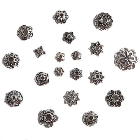 50 pièces/lot 6-14mm tibétain Antique argent couleur métal perles casquettes embouts pour bricolage fabrication de bijoux résultats fournitures ► Photo 1/6