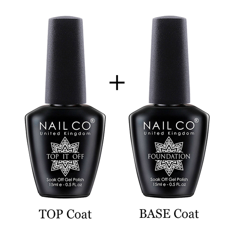 NAILCO Base Et Couche De Finition Gel Vernis À Ongles 15ml UV LAMPE À LED Semi Vernis Permanent D'art D'ongle Imbibent Hybride Vernis ► Photo 1/6