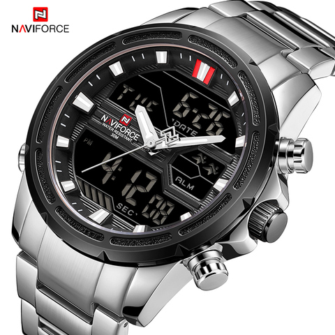 NAVIFORCE – montre-bracelet militaire de luxe pour homme, entièrement en acier, numérique, sport, étanche, à Quartz ► Photo 1/6