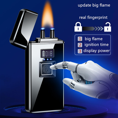 2022 Arc Plasma réel empreinte digitale briquet USB 4 en un affichage intelligent charge protection grand flamme briquets ami cadeaux de noël ► Photo 1/6