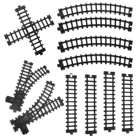 Pack d'extension de voie ferrée pour Train classique King, Rails flexibles, droits et incurvés, blocs de construction, jouets ► Photo 1/6