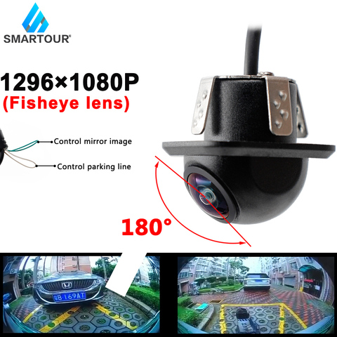 Smartour CCD 180 degrés Fisheye lentille voiture côté arrière vue avant caméra grand Angle inversion caméra de recul Vision nocturne étanche ► Photo 1/6