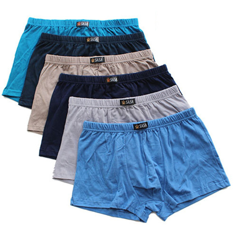 6 pièces hommes caleçon boxeur coton boxeurs culottes confortables hommes caleçons Sexy solide Cuecas troncs marque Shorts hommes Boxer 4XL ► Photo 1/6