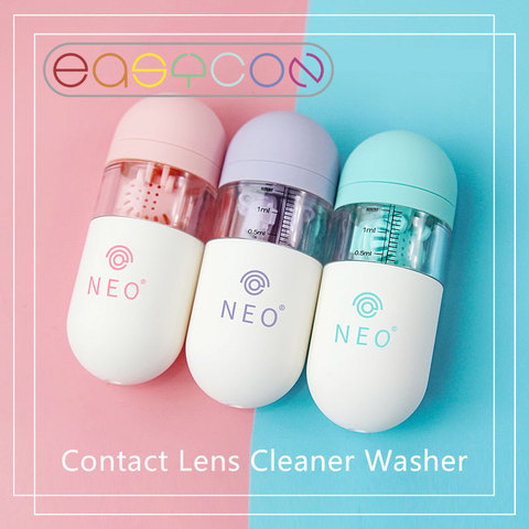 Easycon-nettoyeur de lentilles de Contact manuel, Portable, de nettoyage, étui en plastique, compagnon de lentille ► Photo 1/5