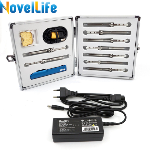 Kit de Mini fer à souder électrique numérique réglable 24V, boîte à outils en aluminium avec 9 pièces, alimentation électrique, TS100 ► Photo 1/6