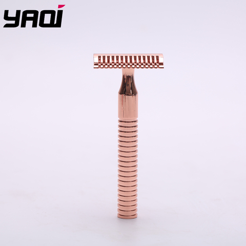 Yaqi – rasoir de sécurité à poignée lourde pour femmes, rasoir en laiton de couleur or rose ► Photo 1/6