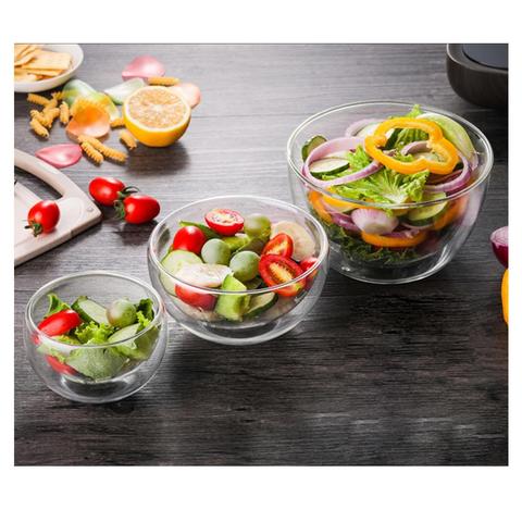 Bol en verre Borosilicate, Double couche résistant à la chaleur, bol pour les salades, vaisselle pour micro-ondes, crème glacée résistant à la chaleur, vaisselle résistant à la chaleur pour les salades ► Photo 1/6