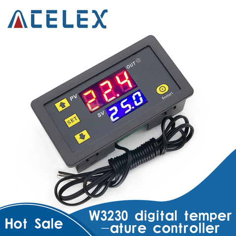 W3230 12V 24V AC110-220V ligne de sonde 20A Thermostat d'affichage de LED de contrôle de température numérique avec Instrument de contrôle de chaleur/refroidissement ► Photo 1/6