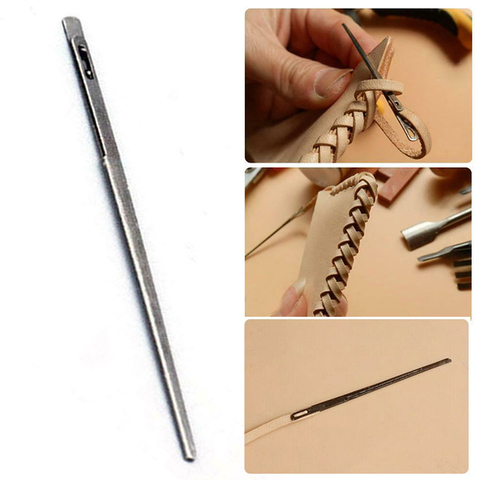 1pc aiguille de laçage en cuir pour bricolage à tricoter Double trou manuel 3mm plat en cuir corde couture à la main artisanat outil accessoires ► Photo 1/6