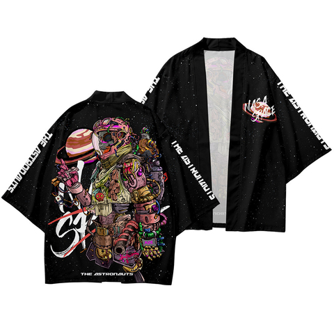 2022 hommes Cardigan japon Harajuku Yukata Robe vêtements traditionnels Style japonais squelette astronaute imprimer Kimono Streetwear ► Photo 1/3