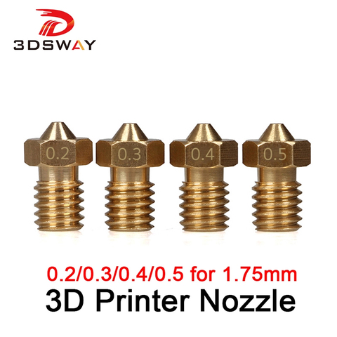 3DSWAY 4 pcs/lot 3D Pièces D'imprimante De Haute Précision En Laiton Buse 0.2/0.3/0.4/0.5mm pour 1.75mm Reprap Prusa i3 Makerbot ► Photo 1/6