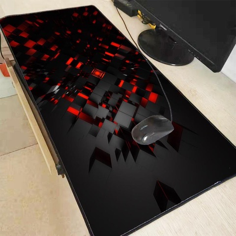 Tapis de souris de jeu 3D, noir et rouge, accessoire de bureau, en caoutchouc, haut de gamme, dimensions 300x70/400x700mm ► Photo 1/6